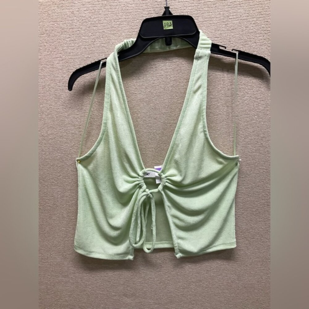 🌾 ELODIE Green Tie Crop Top Tank